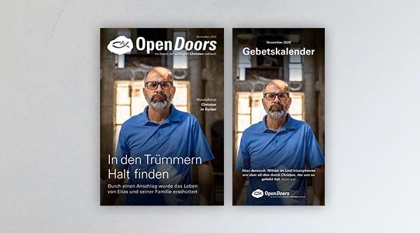 Produktabbildung des Open Doors Monatsmagazins und des Gebetskalenders für den aktuellen Monat.