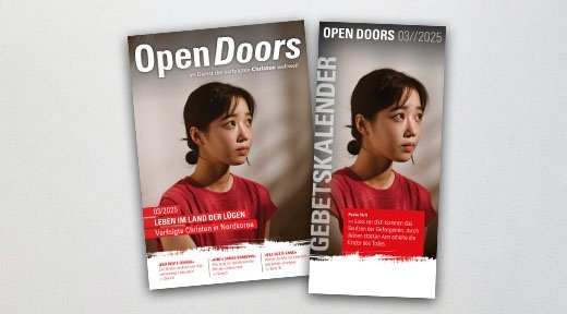 Produktabbildung des Open Doors Monatsmagazins und des Gebetskalenders für den aktuellen Monat.