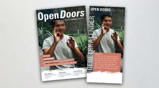 Produktabbildung des Open Doors Monatsmagazins und des Gebetskalenders für den aktuellen Monat.