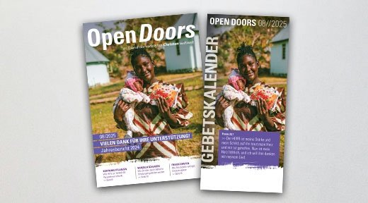 Produktabbildung des Open Doors Monatsmagazins und des Gebetskalenders für den aktuellen Monat.