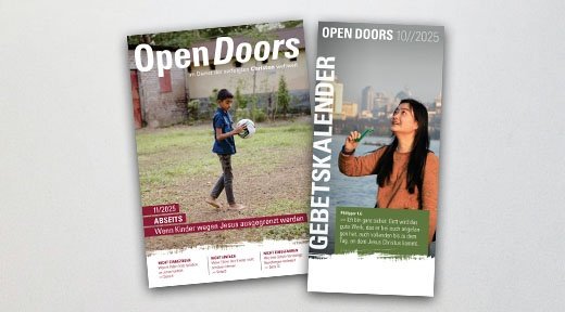 Produktabbildung des Open Doors Monatsmagazins und des Gebetskalenders für den aktuellen Monat.