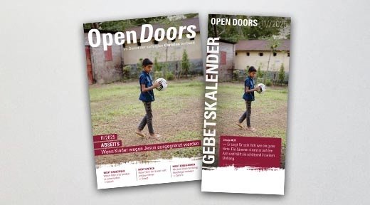 Produktabbildung des Open Doors Monatsmagazins und des Gebetskalenders für den aktuellen Monat.