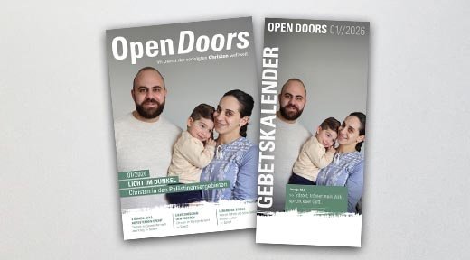 Produktabbildung des Open Doors Monatsmagazins und des Gebetskalenders für den aktuellen Monat.