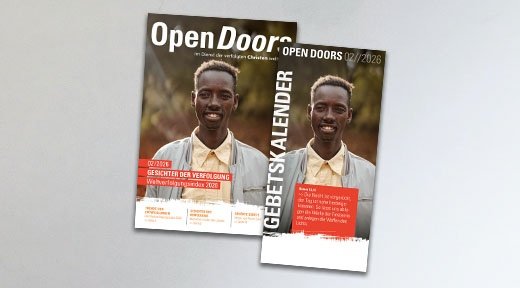 Produktabbildung des Open Doors Monatsmagazins und des Gebetskalenders für den aktuellen Monat.