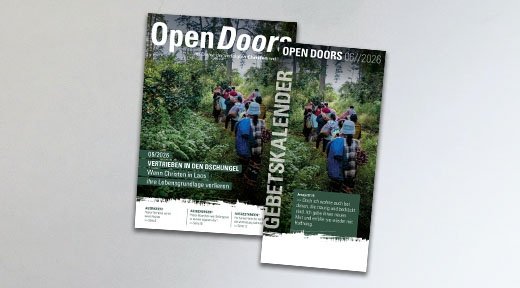 Produktabbildung des Open Doors Monatsmagazins und des Gebetskalenders für den aktuellen Monat.