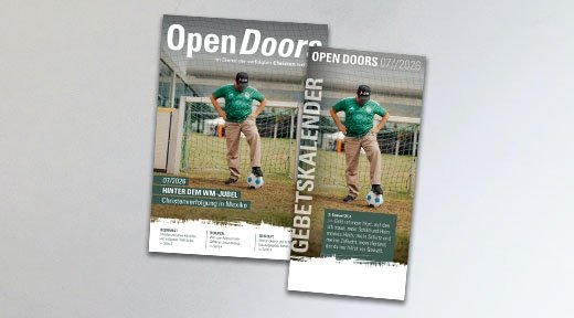 Produktabbildung des Open Doors Monatsmagazins und des Gebetskalenders für den aktuellen Monat.