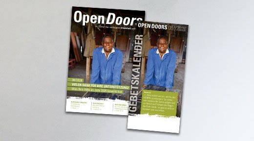 Produktabbildung des Open Doors Monatsmagazins und des Gebetskalenders für den aktuellen Monat.