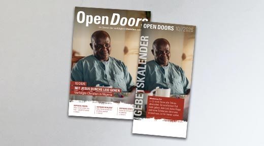 Produktabbildung des Open Doors Monatsmagazins und des Gebetskalenders für den aktuellen Monat.