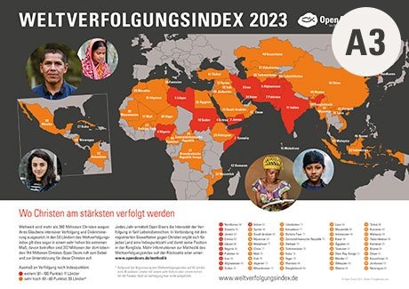 Karte (A3) Weltverfolgungsindex 2023