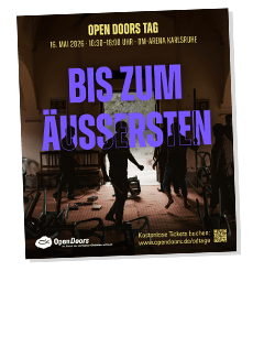 Open Doors Tag Safe the Date-Karte mit dem Titel „Bis zum Äussersten“