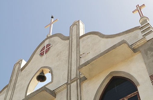 Ein Kirchengebäude in Indien