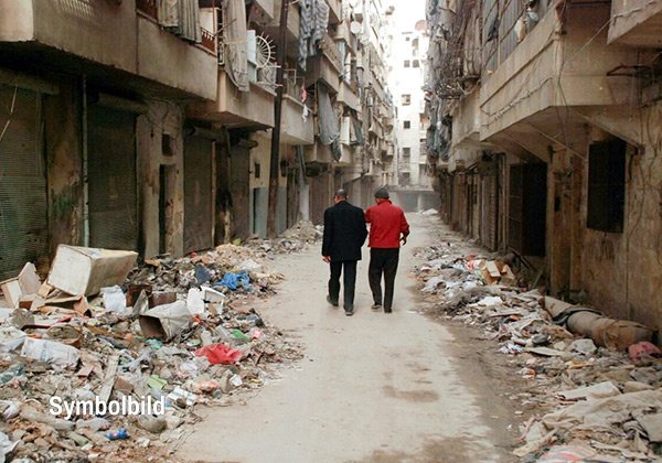 Zerstörte Straße in Aleppo
